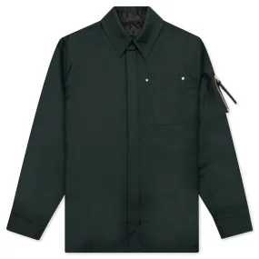 Wool Gabardine Shirt Jacket - Evergreen